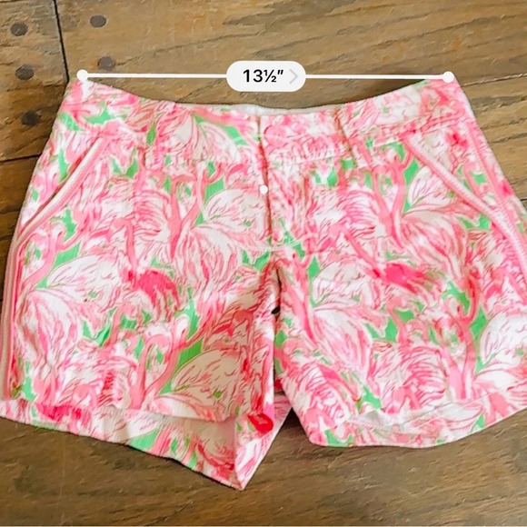 Lilly Pulitzer Women's Callahan Shorts Green Pink Colony Flamingos Size 00 NWT - Picture 5 of 7